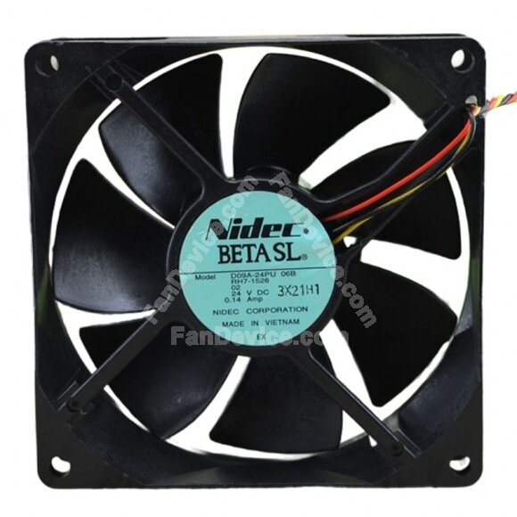 Nidec D09A-24PU 06B RH7-1526 DC 24V 0.14Amp 2 Wires / 3 Wires / 4 Wires Axial Cooling Fan
