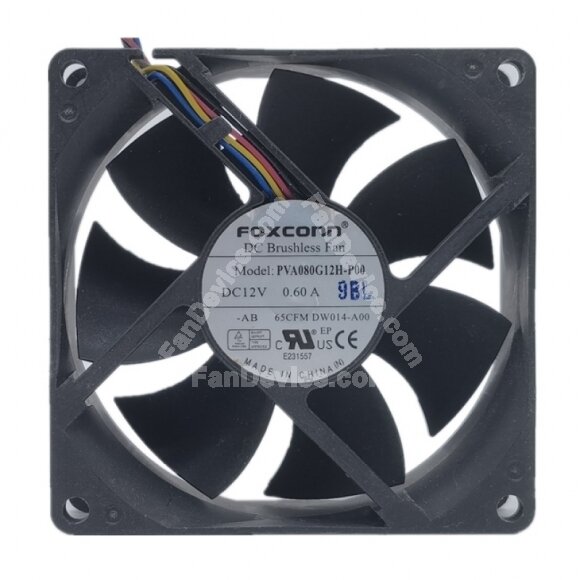 Foxconn PVA080G12H-P00 DC 12V 0.60A 2 Wires / 3 Wires / 4 Wires Axial Cooling Fan