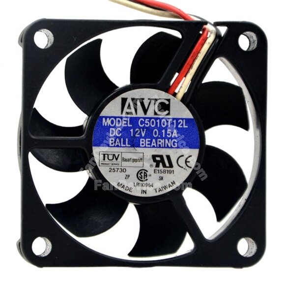 AVC C5010T12L DC 12V 0.15A 5015 Axial Ball Bearing Cooling Fan