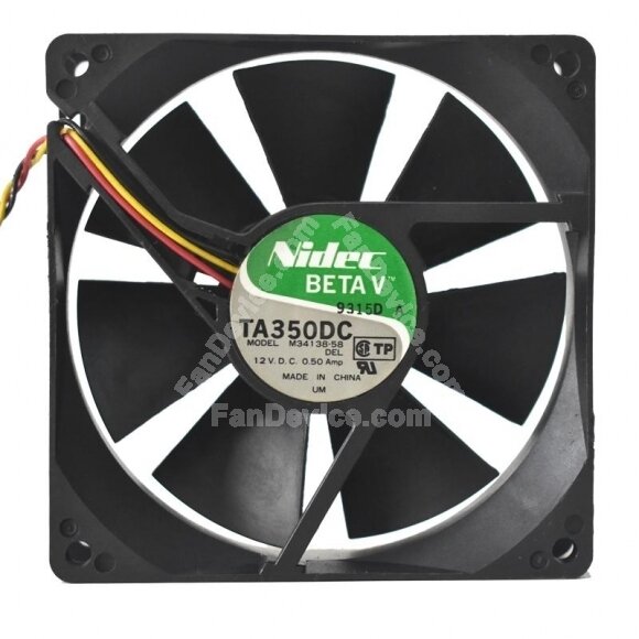 Nidec TA350DC M34138-58 DC 12V 0.50A 2 Wires / 3 Wires Axial Cooling Fan
