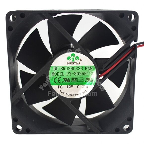 POWERYEAR PY-8025H12S DC 12V 0.21A 8025 Axial Brushless Cooling Fan