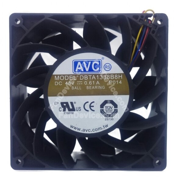 AVC DBTA1338B8H DC 48V 0.61A 12738 Ball Bearing Axial Cooling Fan