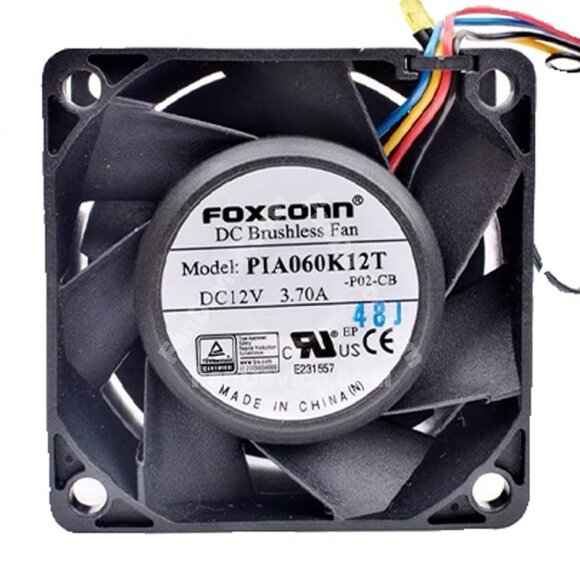 Foxconn PIA060K12T DC 12V 3.70A 6038 Brushless Axial Cooling Fan