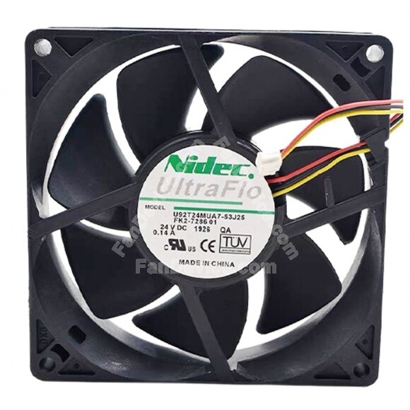 Nidec UltraFlo U92T24MUA7-53J25 DC 24V 0.14A 9025 Axial Cooling Fan