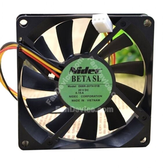 Nidec D08R-20TH 01B DC 20V 0.15A 3 Wires Axial Cooling Fan