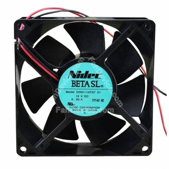 Nidec D09C-12PS7 DC 12V 0.50A 2 Wires Axial Cooling Fan