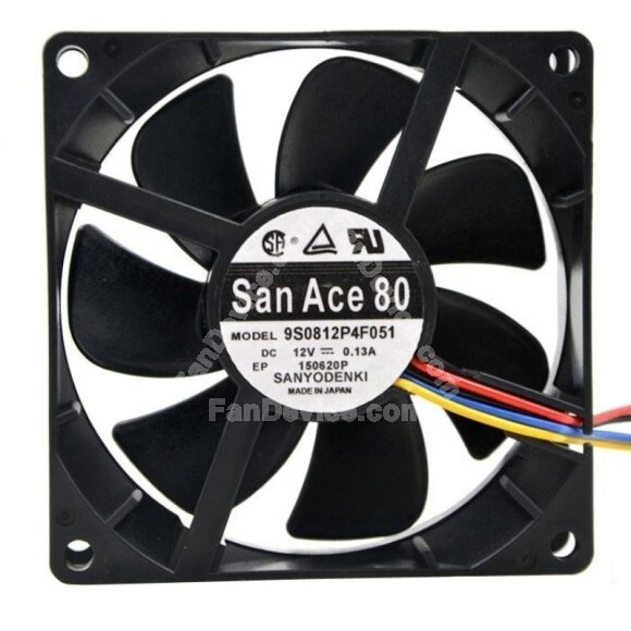 Sanyo Denki San Ace 80 9S0812P4F051 DC 12V 0.13A 2 Wires / 3 Wires / 4 Wires Axial Cooling Fan