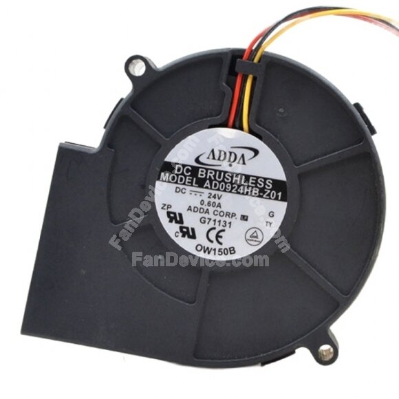 ADDA AD0924HB-Z01 DC 24V 0.60A 3 Wires Brushless Blower Cooling Fan