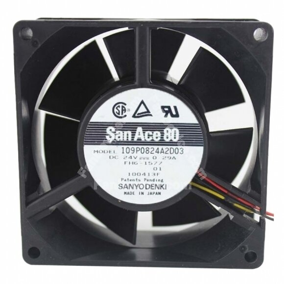 Sanyo Denki 109P0824A2D03 DC 24V 0.29A 3 Wires Axial Cooling Fan