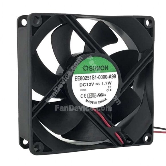 Sunon EE80251S1-0000-A99 DC 12V 1.7W 2 Wires Axial Cooling Fan