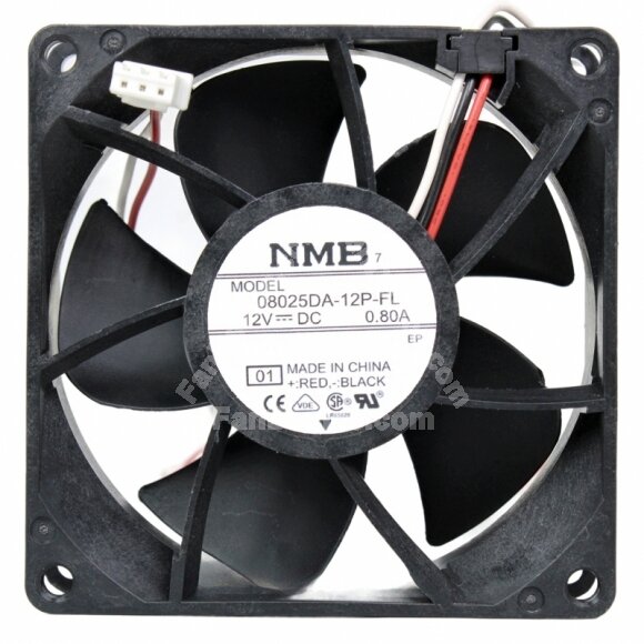 NMB 08025DA-12P-FL DC 12V 0.80A 3 Wires Axial Cooling Fan