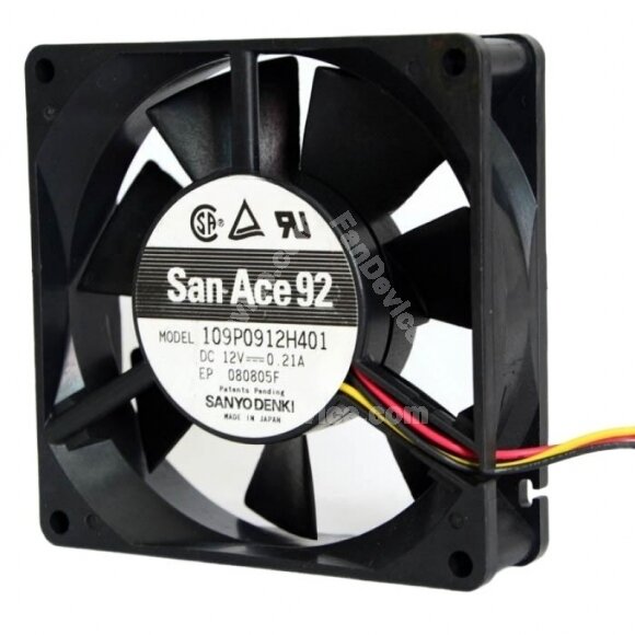 Sanyo Denki San Ace 92 109P0912H401 DC 12V 0.21A 2 Wires / 3 Wires Axial Cooling Fan