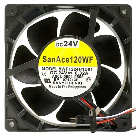 Sanyo Denki 9WF1224H1D01 A90L-0001-0509 DC 24V 0.32A 12038 Axial Fan