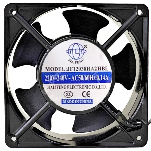 JIA FENG JF12038HA2HBL 220V-240V 0.14A 2 Wires Cooling Fan