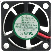 YOUNG LIN DFB402012M 12V 1.6W 2 Wires Axial Cooling Fan