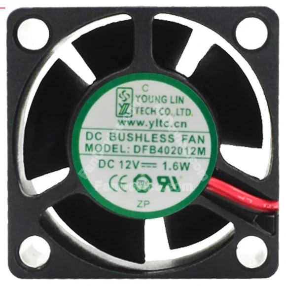 YOUNG LIN DFB402012M 12V 1.6W 2 Wires Axial Cooling Fan