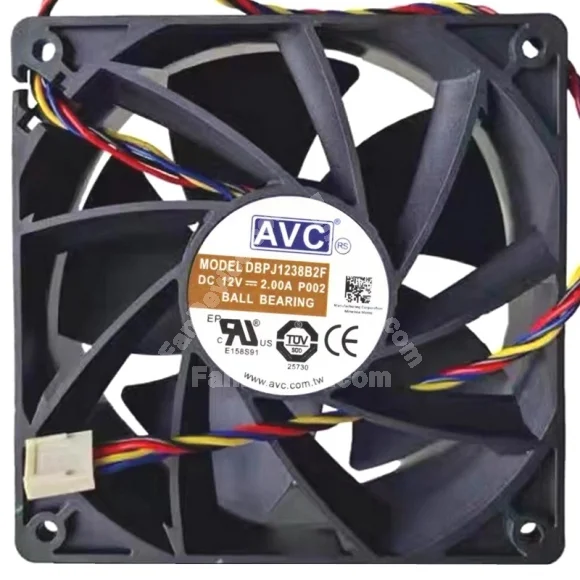 AVC DBPJ1238B2F 12V 2.00A 4 Wires Ball Bearing Cooling Fan