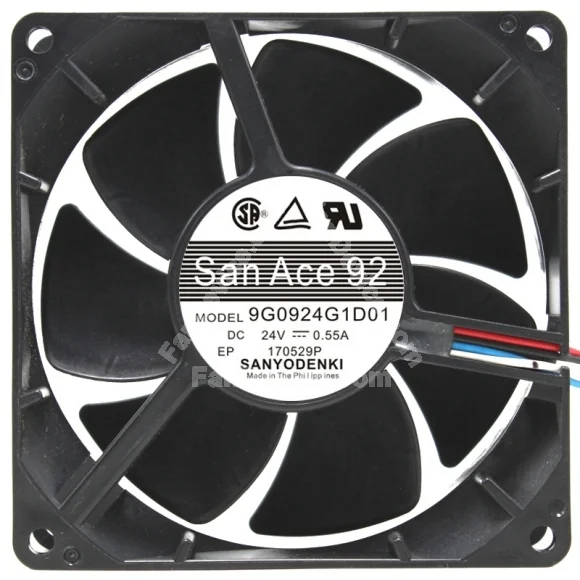 Sanyo 9G0924G1D01 24V 0.55A 3 Wires Axial Cooling Fan