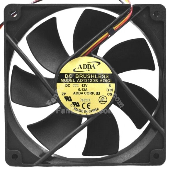 ADDA AD1212DB-A76GL 12V 0.13A 2 / 3 Wires Cooling Fan