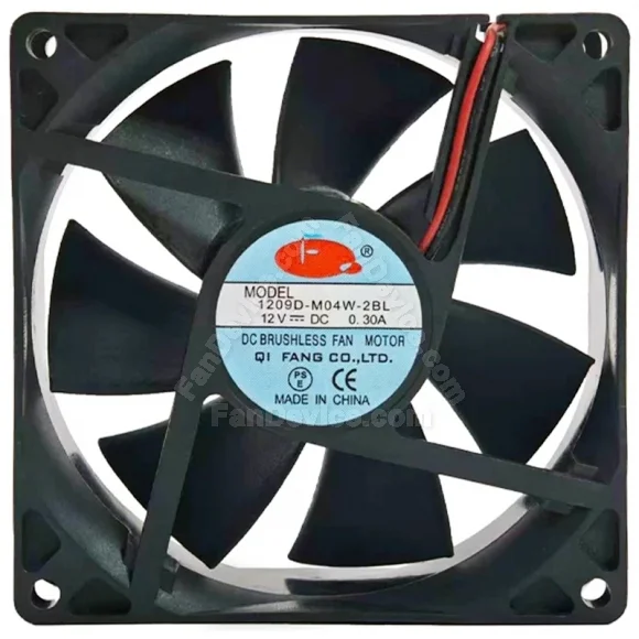 QI FANG 1209D-M04W-2BL 12V 0.30A 2 Wires DC Brushless Cooling Fan