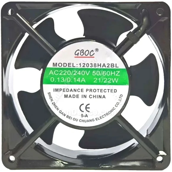 GBOC 12038HA2BL 220/240V 0.13/0.14A 21/22W Impedance Protected Cooling Fan