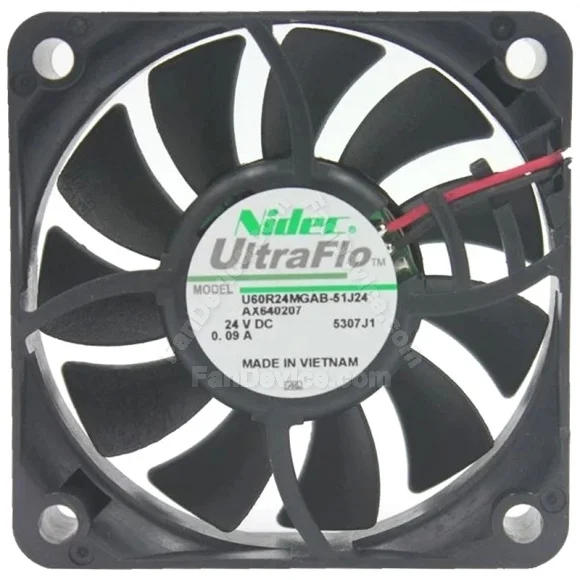Nidec U60R24MGAB-51J24 DC 24V 0.09A 2 Wires Axial Cooling Fan