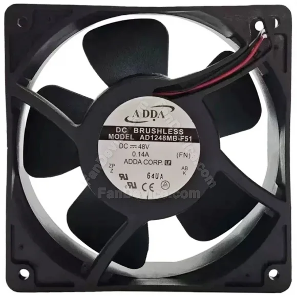 ADDA AD1248MB-F51 48V 0.14A DC Brushless 2 Wires Axial Cooling Fan
