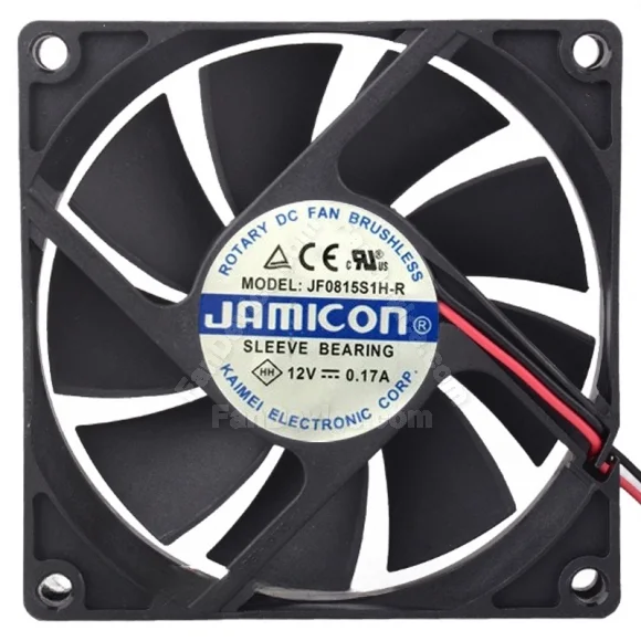 JAMICON JF0815S1H-R 12V 0.17A 2 Wires Sleeve Bearing Cooling Fan