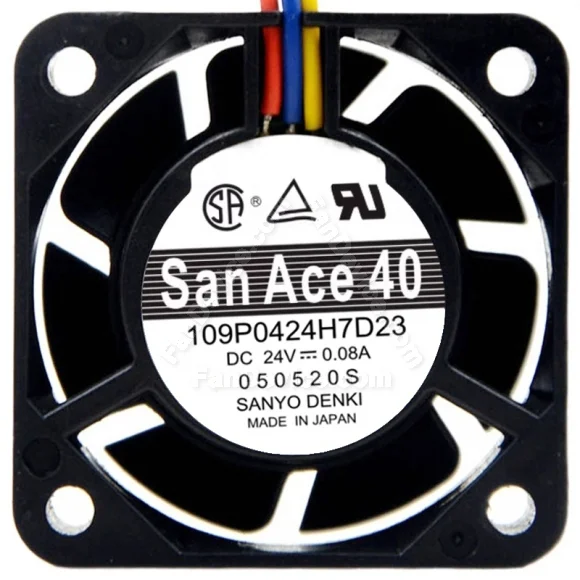 Sanyo 109P0424H7D23 DC 24V 0.08A 3 Wires Axial Cooling Fan