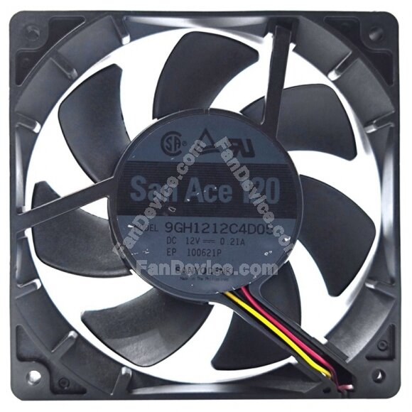 Sanyo Denki 9GH1212C4D05 DC 12V 0.21A 3 Wires Axial Cooling Fan