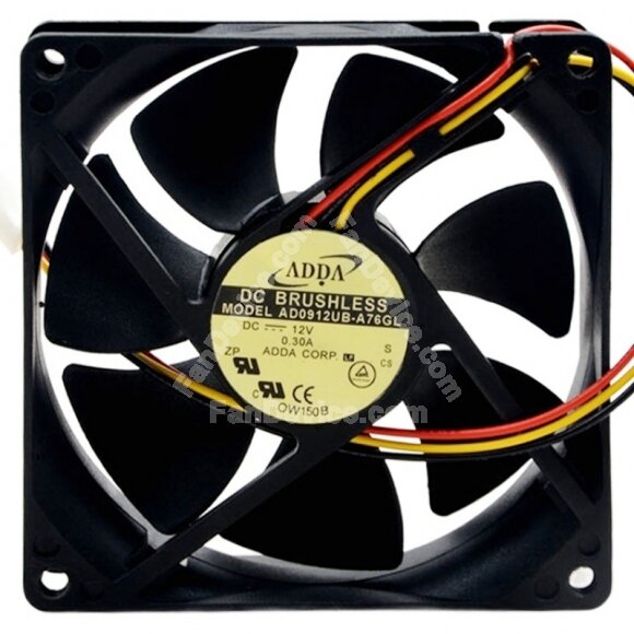 ADDA AD0912UB-A76GL DC 12V 0.30A 3 Wires Brushless Axial Cooling Fan