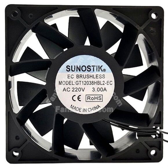 SUNOSTIK GT12038HBL2-EC EC 220V 3.00A 2 Wires Brushless Axial Cooling Fan