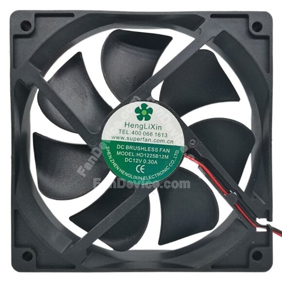 HengLiXin HD1225B12M DC 12V 0.30A 2 Wires Brushless Axial Cooling Fan