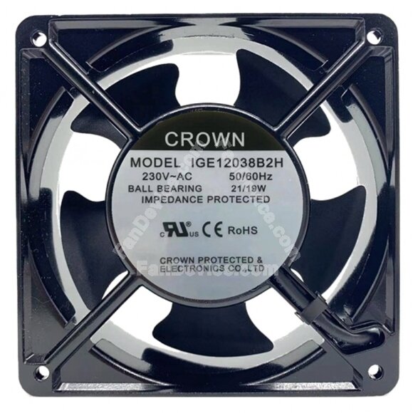 CROWN IGE12038B2H AC 230V 21/19W Ball Bearing Axial Cooling Fan