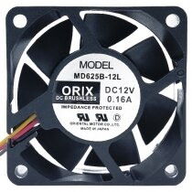 ORIX MD625B-12L DC 12V 0.16A Brushless Impedance Protected Axial Cooling Fan