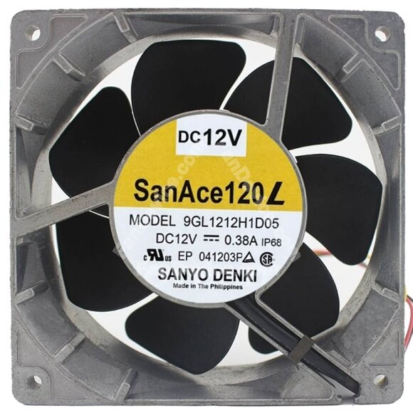 Sanyo Denki 9GL1212H1D05 DC 12V 0.38A IP68 Waterproof Axial Cooling Fan