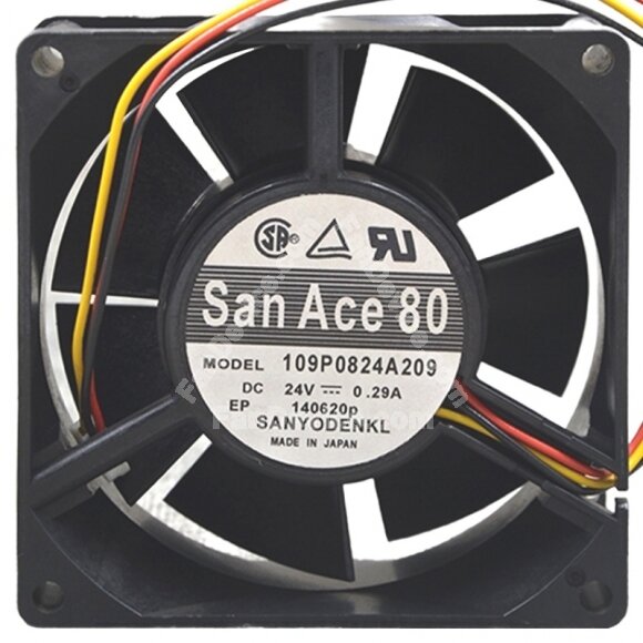 Sanyo Denki 109P0824A209 DC 24V 0.29A 3 Wires Axial Cooling Fan