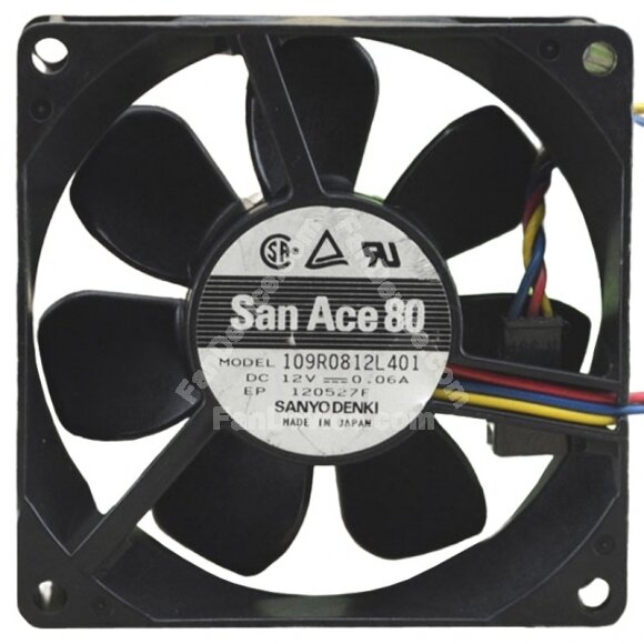Sanyo Denki 109R0812L401 DC 12V 0.06A 3 Wires Axial Cooling Fan