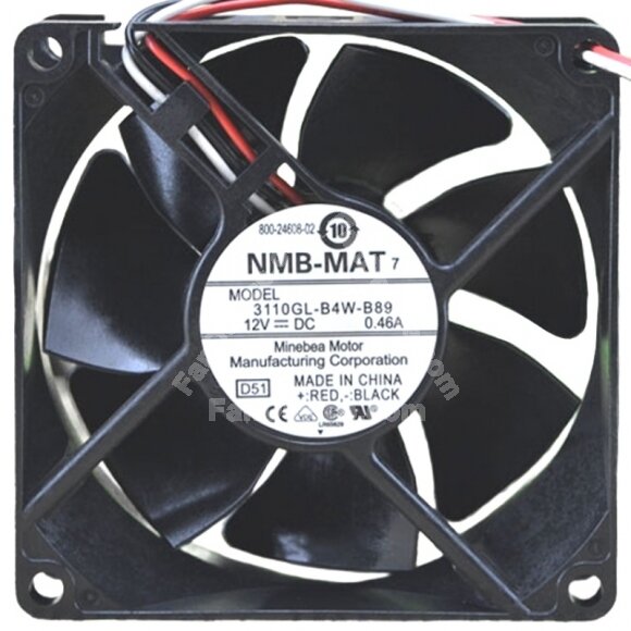 NMB-MAT 3110GL-B4W-B89 DC 12V 0.46A 3 Wires Axial Cooling Fan