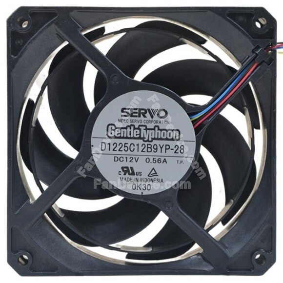 Servo D1225C12B9YP-28 DC 12V 0.56A 2 / 3 / 4 Wires Axial Cooling Fan