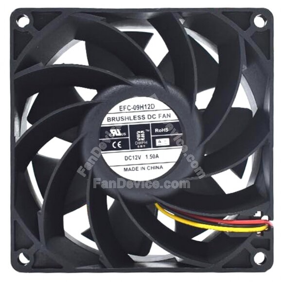 DWPH EFC-09H12D DC 12V 1.50A 3 Wires Brushless Axial Cooling Fan