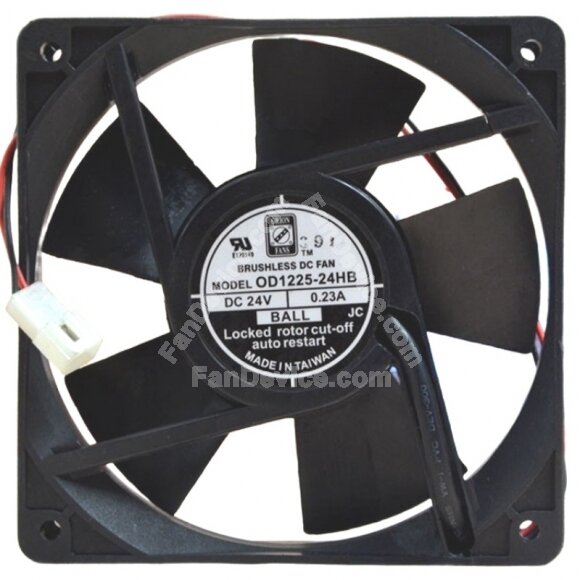 ORION FANS OD1225-24HB 24V 0.23A 2 Wires DC Brushless Axial Cooling Fan