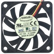 EVERFLOW R126010BM DC 12V 0.14AMP 2 Wires / 3 Wires Axial Cooling Fan