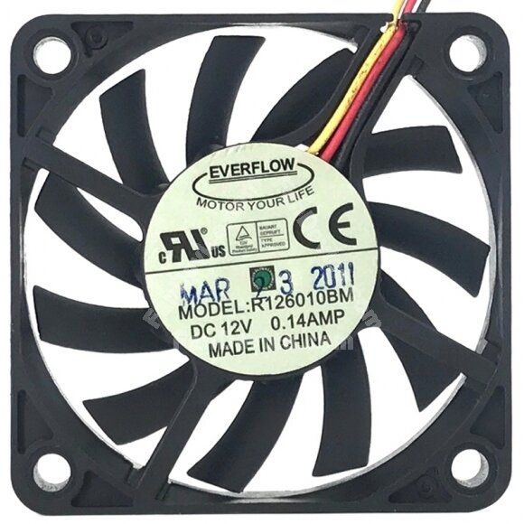 EVERFLOW R126010BM DC 12V 0.14AMP 2 Wires / 3 Wires Axial Cooling Fan