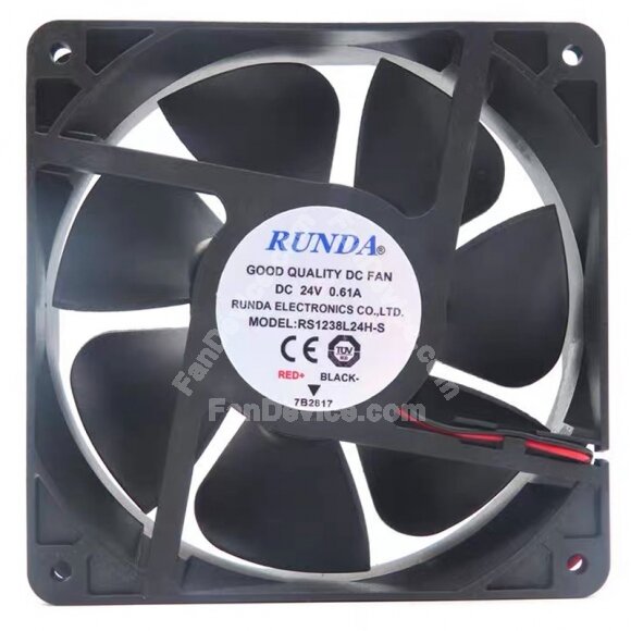 RUNDA RS12038L24H-S DC 24V 0.61A 2 Wires Axial Cooling Fan