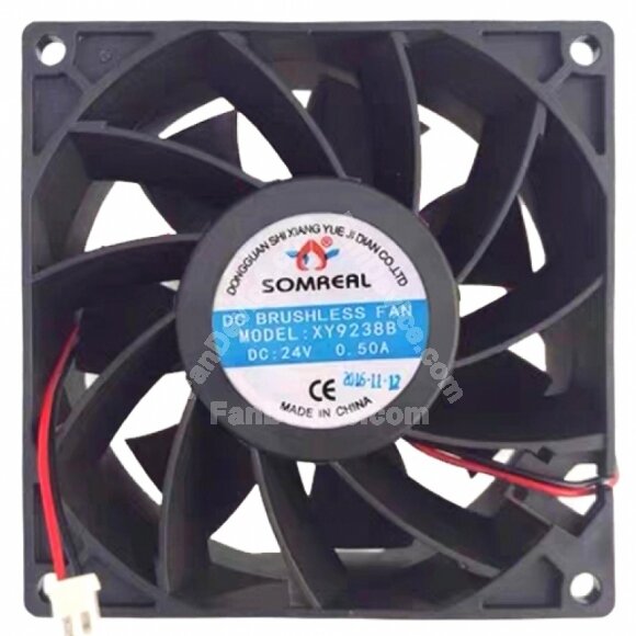 SOMAEAL XY9238B DC 24V 0.50A 2 Wires DC Brushless Axial Cooling Fan