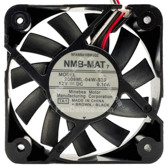 NMB-MAT 2006ML-04W-S39 DC 12V 0.10A 3 Wires Axial Cooling Fan
