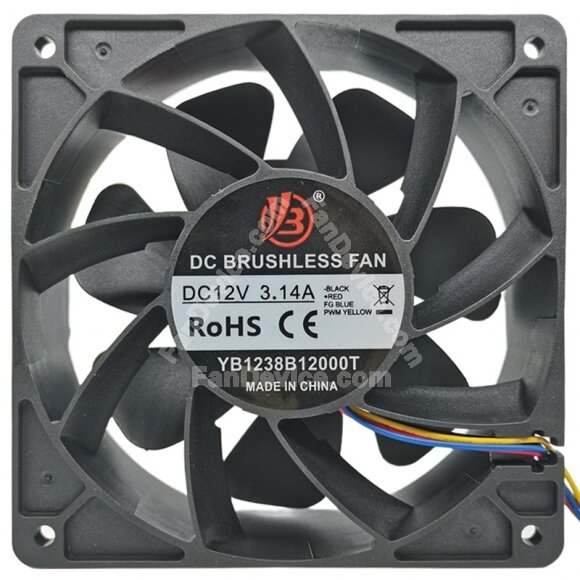 YB YB1238B12000T 12V 3.14A DC Brushless Axial Cooling Fan
