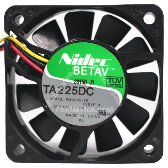 Nidec TA225DC R33965-58CIS1F DC 12V 0.16A 3 Wires 6015 Axial Fan