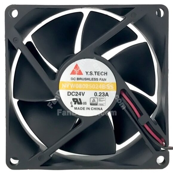 Y.S.TECH NYW08025024BSS 24V 0.23A 2 Wires DC Brushless Axial Fan